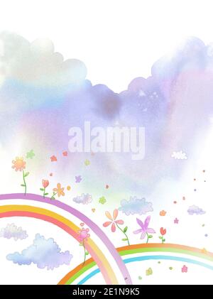 Fond aquarelle de paysages naturels et image conceptuelle de la célébration Banque D'Images