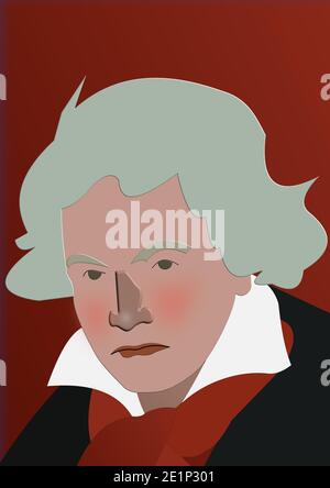 Caricature de Beethoven. Banque D'Images