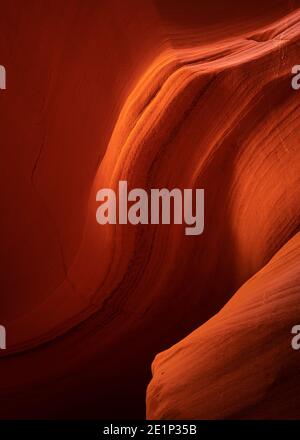 Détails abstraits de la fente orange du mur du canyon, Antelope Canyon X, page, Arizona, États-Unis Banque D'Images