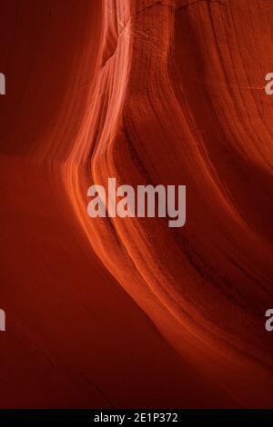 Détails abstraits de la fente orange du mur du canyon, Antelope Canyon X, page, Arizona, États-Unis Banque D'Images