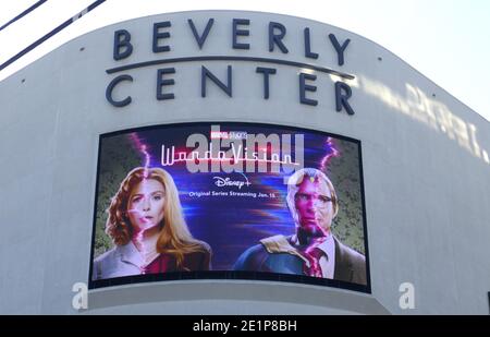 Los Angeles, Californie, États-Unis 8 janvier 2021 UNE vue générale de l'atmosphère de Disney Marvel Studios WandaVision ad à Beverly Center le 8 janvier 2021 à Los Angeles, Californie, États-Unis. Photo par Barry King/Alay stock photo Banque D'Images