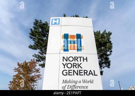 Gros plan sur l'enseigne North York General Hospital à North York, Toronto, Canada. Banque D'Images