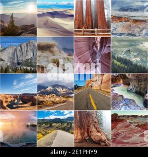 Divers paysages naturels aux Etats-Unis, grande collection de paysages Banque D'Images