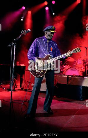 Chuck Berry en concert au Shepherds Bush Empire à Londres, Royaume-Uni. 9 juin 2002 Banque D'Images