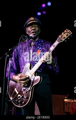 Chuck Berry en concert au Shepherds Bush Empire à Londres, Royaume-Uni. 9 juin 2002 Banque D'Images