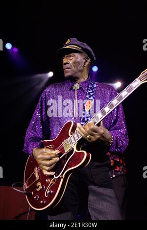 Chuck Berry en concert au Shepherds Bush Empire à Londres, Royaume-Uni. 9 juin 2002 Banque D'Images