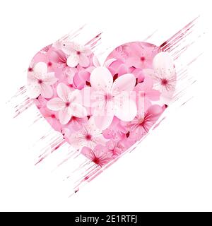 Sakura pour la Saint-Valentin. Trame Banque D'Images
