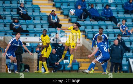 Ryan Edwards, de Burton Albion, remporte le titre lors du match Sky Bet League 1 au MEMS Priestfield Stadium, Gillingham Picture par Alan Stanford/Focus Images/Sipa USA 09/01/2021 Banque D'Images