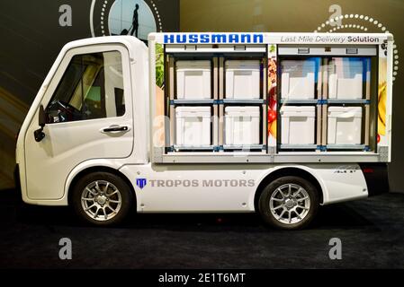 Tropos Motors, tous les véhicules électriques pour la livraison de nourriture et d'incendie, au ces, Consumer Electronics Show, le plus grand salon commercial mondial de Las Vegas, NV, États-Unis Banque D'Images