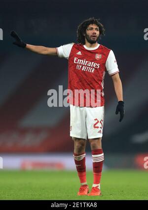 Mohamed Elneny d'Arsenal lors du troisième tour de la coupe Emirates FA au stade Emirates, Londres. Banque D'Images
