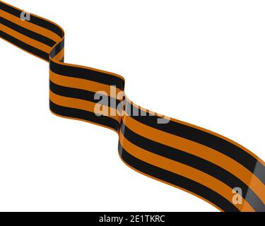 Saint George Ribbon (est un symbole du souvenir du peuple soviétique qui a combattu dans la Grande Guerre patriotique) isolé sur fond blanc Banque D'Images