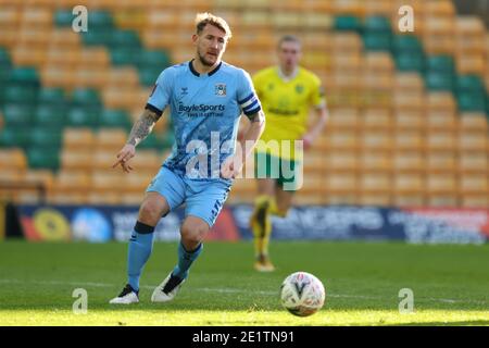 9 janvier 2021 ; Carrow Road, Norwich, Norfolk, Angleterre, football anglais de la coupe FA, Norwich versus Coventry City ; Kyle McFadzean de Coventry City Banque D'Images