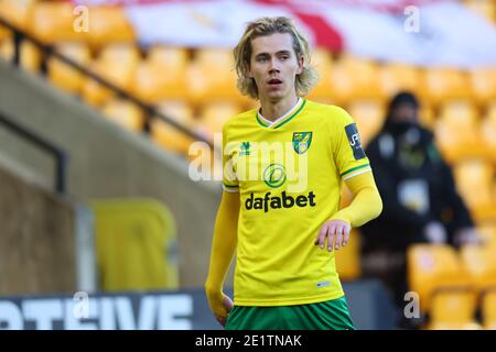 9 janvier 2021 ; Carrow Road, Norwich, Norfolk, Angleterre, football anglais de la coupe FA, Norwich versus Coventry City ; Todd Cantwell de Norwich City Banque D'Images