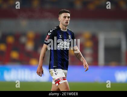 Brentford Community Stadium, Londres, Royaume-Uni. 9 janvier 2021. English FA Cup football, Brentford FC versus Middlesbrough; Lewis Wing of Middlesbrough crédit: Action plus Sports/Alamy Live News Banque D'Images