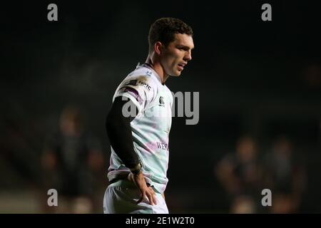 Newport, Royaume-Uni. 09e janvier 2021. George North of the Osprey regarde. Guinness Pro14 Rugby, Dragons v Osprey Rugby à Rodney Parade Newport le samedi 9 janvier 2021. photo par Andrew Orchard/Andrew Orchard sports photographie/Alamy Live News crédit: Andrew Orchard sports photographie/Alamy Live News Banque D'Images