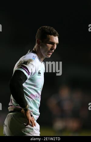 Newport, Royaume-Uni. 09e janvier 2021. George North of the Osprey regarde. Guinness Pro14 Rugby, Dragons v Osprey Rugby à Rodney Parade Newport le samedi 9 janvier 2021. photo par Andrew Orchard/Andrew Orchard sports photographie/Alamy Live News crédit: Andrew Orchard sports photographie/Alamy Live News Banque D'Images