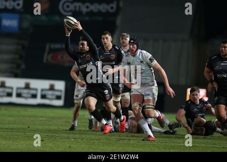 Newport, Royaume-Uni. 09e janvier 2021. Rhodri Williams des Dragons en action. Guinness Pro14 Rugby, Dragons v Osprey Rugby à Rodney Parade Newport le samedi 9 janvier 2021. photo par Andrew Orchard/Andrew Orchard sports photographie/Alamy Live News crédit: Andrew Orchard sports photographie/Alamy Live News Banque D'Images