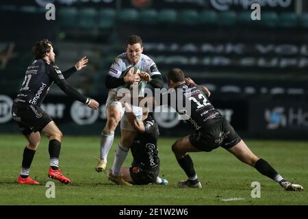 Newport, Royaume-Uni. 09e janvier 2021. George North de l'Osprey (c) en action. Guinness Pro14 Rugby, Dragons v Osprey Rugby à Rodney Parade Newport le samedi 9 janvier 2021. photo par Andrew Orchard/Andrew Orchard sports photographie/Alamy Live News crédit: Andrew Orchard sports photographie/Alamy Live News Banque D'Images