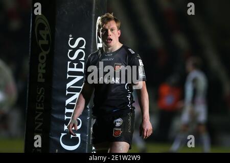 Newport, Royaume-Uni. 09e janvier 2021. Nick Tompkins des Dragons regarde. Guinness Pro14 Rugby, Dragons v Osprey Rugby à Rodney Parade Newport le samedi 9 janvier 2021. photo par Andrew Orchard/Andrew Orchard sports photographie/Alamy Live News crédit: Andrew Orchard sports photographie/Alamy Live News Banque D'Images