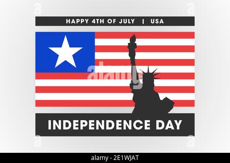 Joyeux 4 juillet, jour de l'indépendance des États-Unis. Arrière-plan avec le drapeau américain et la statue de la liberté. Carte, affiche, bannière, arrière-plan haute résolution Banque D'Images