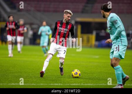 Milan, Italie. 9 janvier 2021. Milan, Italie, stade Giuseppe Meazza San Siro, 09 janvier 2021, Samu Castillejo pendant l'AC Milan vs Torino FC - football italien série A match Credit: Alessio Morgese/LPS/ZUMA Wire/Alay Live News Banque D'Images