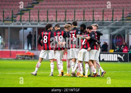 Milan, Italie. 9 janvier 2021. Milan, Italie, stade Giuseppe Meazza San Siro, 09 janvier 2021, Team AC Milan pendant AC Milan vs Torino FC - football italien série A match Credit: Alessio Morgese/LPS/ZUMA Wire/Alay Live News Banque D'Images