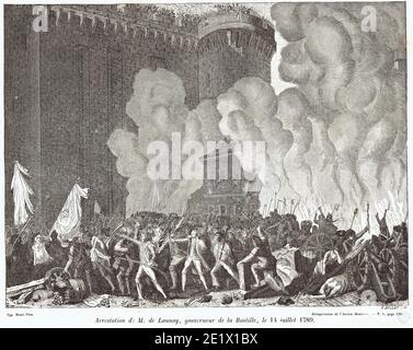 Levier de la Bastille 14 juillet 1789 arrestation de mr De Launay Banque D'Images