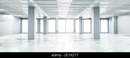 espace intérieur de bureau vide moderne intérieur blanc surface conrete illustration de rendu 3d Banque D'Images