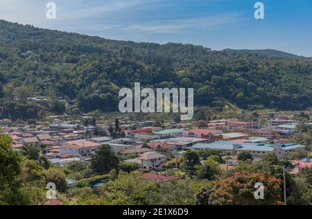 Vue sur la vallée et la ville de Boquete, Chiriqui, Panama Banque D'Images