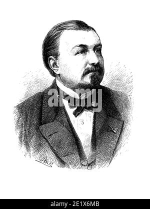 Portrait de Johann von Zimmermann (1820-1901), ingénieur en mécanique, allemand, fondateur de la première usine de meuleuses à Chemnitz, Allemagne en 1848 Banque D'Images