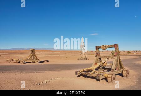 OUARZAZATE, MAROC - 7 FÉVRIER 2017 : scène égyptienne dans les studios de cinéma Atlas où des films comme Gladiator et Mummy ont été filmés. Banque D'Images