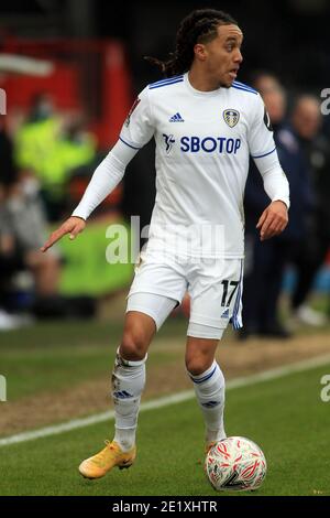 Crawley, Royaume-Uni. 10 janvier 2021. Helder Costa de Leeds a Uni en action pendant le match. Emirates FA Cup, 3e tour de match, Crawley Town v Leeds Utd au People's Pension Stadium, à Crawley, West Sussex, le dimanche 10 janvier 2021. Cette image ne peut être utilisée qu'à des fins éditoriales. Utilisation éditoriale uniquement, licence requise pour une utilisation commerciale. Aucune utilisation dans les Paris, les jeux ou les publications d'un seul club/ligue/joueur. photo par Steffan Bowen/Andrew Orchard sports photographie/Alay Live news crédit: Andrew Orchard sports photographie/Alay Live News Banque D'Images