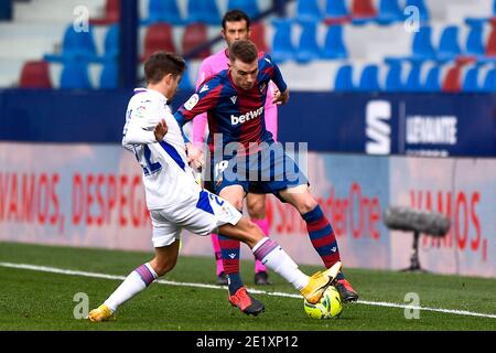 VALENCE, ESPAGNE - JANVIER 10: Clerc de Levante, Alejandro Pozo de SD Eibar pendant le match de la Liga Santander entre Levante UD et SD Eibar à Estadi Ciutat de Valencia le 10 janvier 2021 à Valence, Espagne (photo de Pablo Morano/BSR AgencyOrange PicturesAlay Live News) Banque D'Images