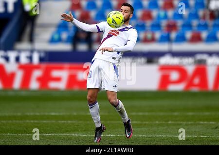 VALENCE, ESPAGNE - JANVIER 10: EDU Exposito de SD Eibar pendant le match de la Liga Santander entre Levante UD et SD Eibar à Estadi Ciutat de Valencia Banque D'Images