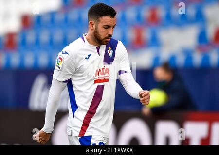 VALENCE, ESPAGNE - JANVIER 10: EDU Exposito de SD Eibar pendant le match de la Liga Santander entre Levante UD et SD Eibar à Estadi Ciutat de Valencia Banque D'Images