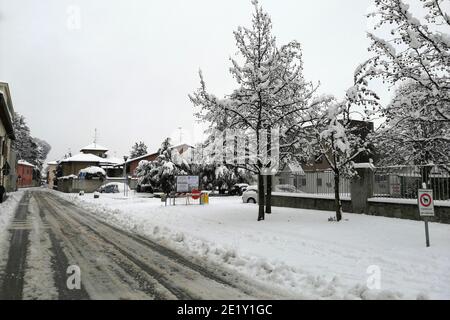 Italie, chute de neige à Casorezzo Banque D'Images