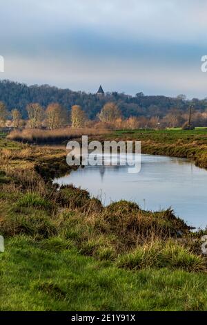 Une vue d'hiver le long de la rivière Ouse près de Lewes Banque D'Images