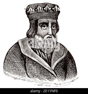 Portrait de Philippe V He Tall (1293 - 1321). Roi de France de 1316 à 1321. Maison de Capet, directe Capetians ou Maison de France. Histoire de la France, du livre Atlas de la France 1842 Banque D'Images