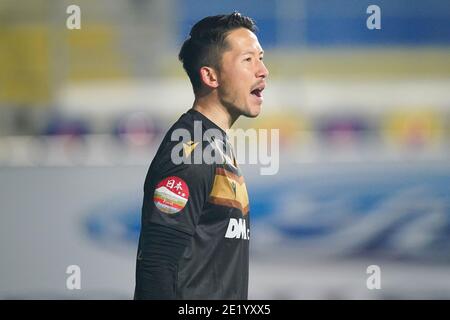 SINT TRUIDEN, BELGIQUE - JANVIER 10 : gardien de but Daniel Schmidt de Sint Truidense VV pendant le match Pro League entre STVV et Club Brugge à Stayen Banque D'Images