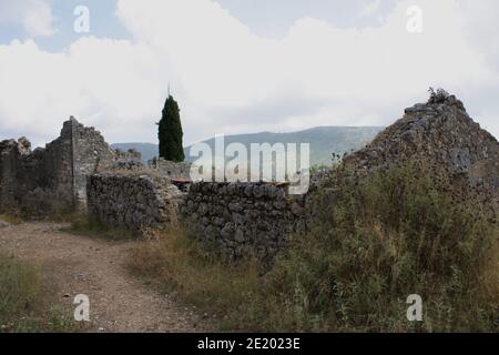 L'école légendaire et la maison de l'ancien poète Homer (auteur Odysea, Illiada) sur l'île d'Ithaca Banque D'Images