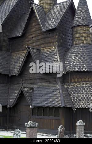 Heddal, Norvège, Norwegen; Église Heddal Stave; Stabkirche Heddal; Heddal stavkirke; Kościół klepkowy W Heddal Banque D'Images