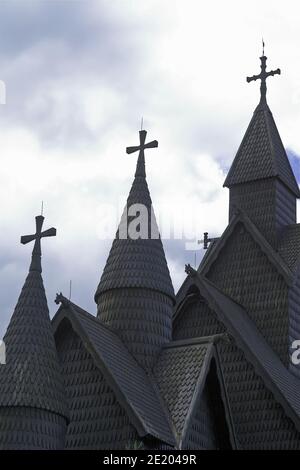 Heddal, Norvège, Norwegen; Église Heddal Stave; Stabkirche Heddal; Heddal stavkirke; Kościół klepkowy W Heddal Banque D'Images