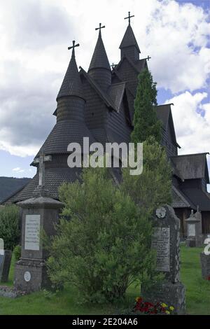 Heddal, Norvège, Norwegen; Église Heddal Stave; Stabkirche Heddal; Heddal stavkirke; Kościół klepkowy W Heddal Banque D'Images