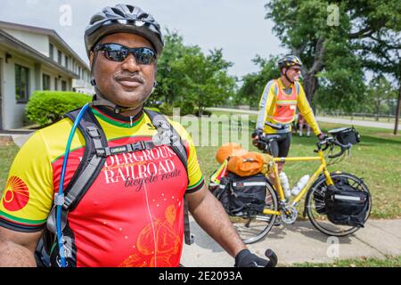 Alabama Mobile Brookley Centre Underground Railroad Adventure, vélo route routes cyclistes Black man men, Banque D'Images