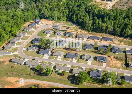 Tuscaloosa Alabama, vue aérienne maisons nouveau quartier, sous nouveau site de construction, Banque D'Images