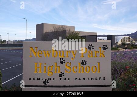 Vue générale de l'école secondaire de Newbury Park, le mercredi 6 janvier 2020, à Newbury Park, en Californie. Banque D'Images