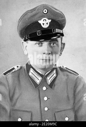 Portrait d'un soldat de Wehrmacht, vers 1940, Allemagne Banque D'Images