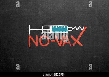 Refus du vaccin Covid. Hésitation.Covid-19 anti VAX.Symbole anti-vaccination.Aucun mouvement VAX.Vaccin Covid.Coronavirus anti VAX Banque D'Images