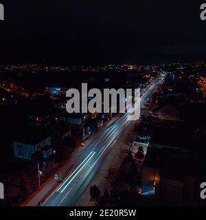 Aidok de l'air sur le panorama de nuit de la ville Banque D'Images