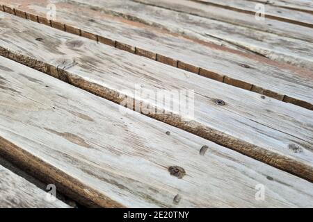 Texture d'un arrière-plan abstrait de banc gris en bois. Banque D'Images